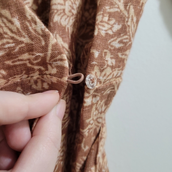 Faherty Earthy Brown Floral Paisley Garden Girl Ashley Linen Wrap Dress S - Picture 11 of 16
